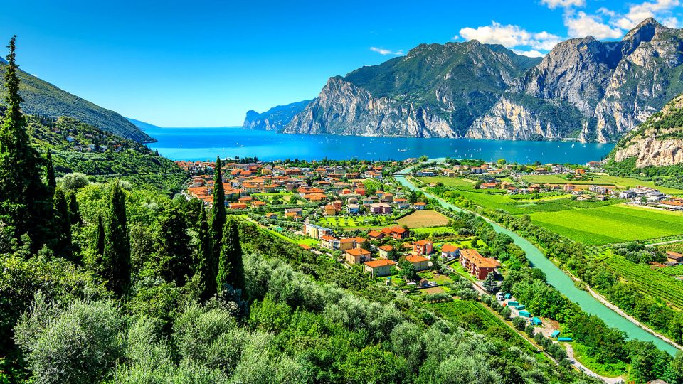 View of a lake in Italian mountain region