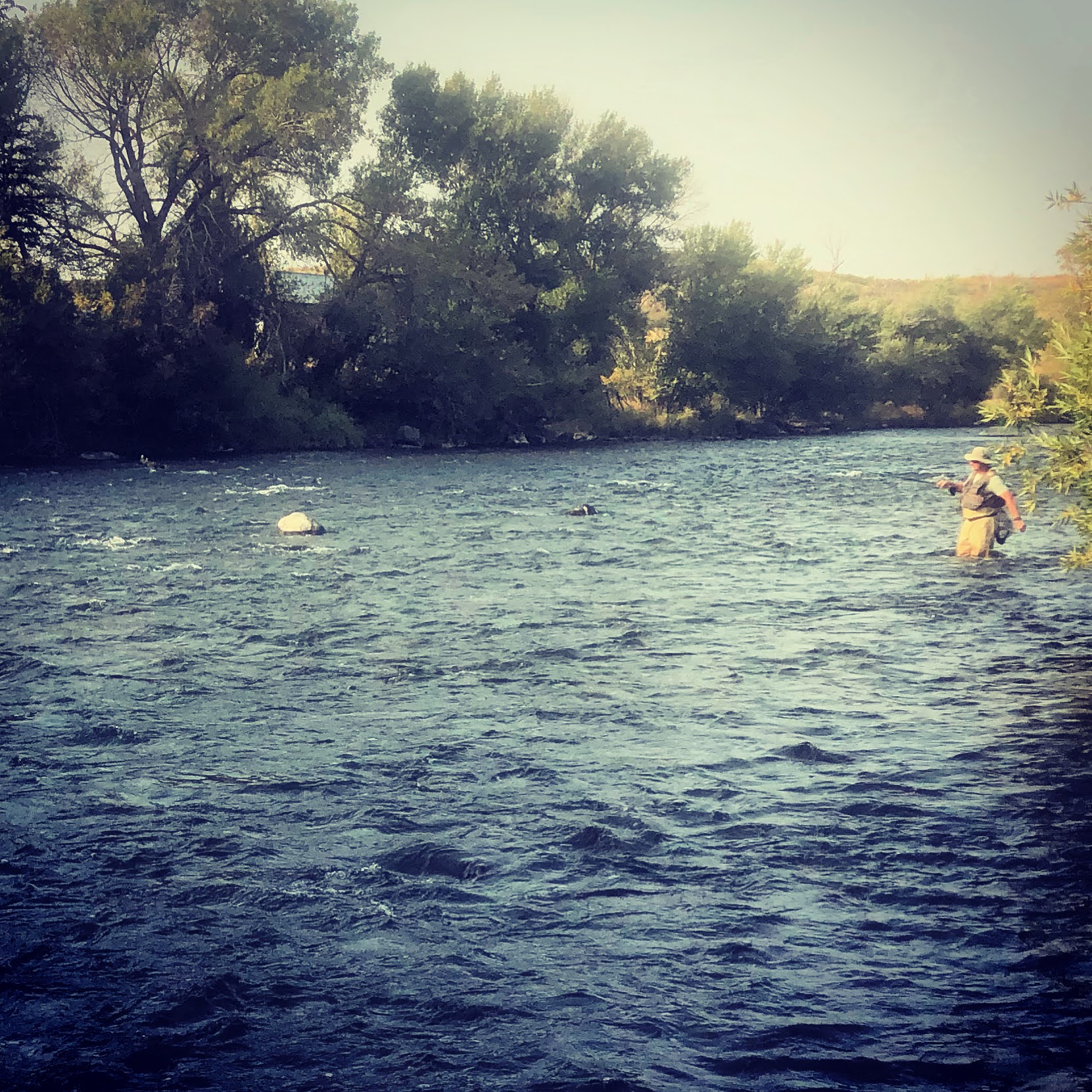 man fishing in river