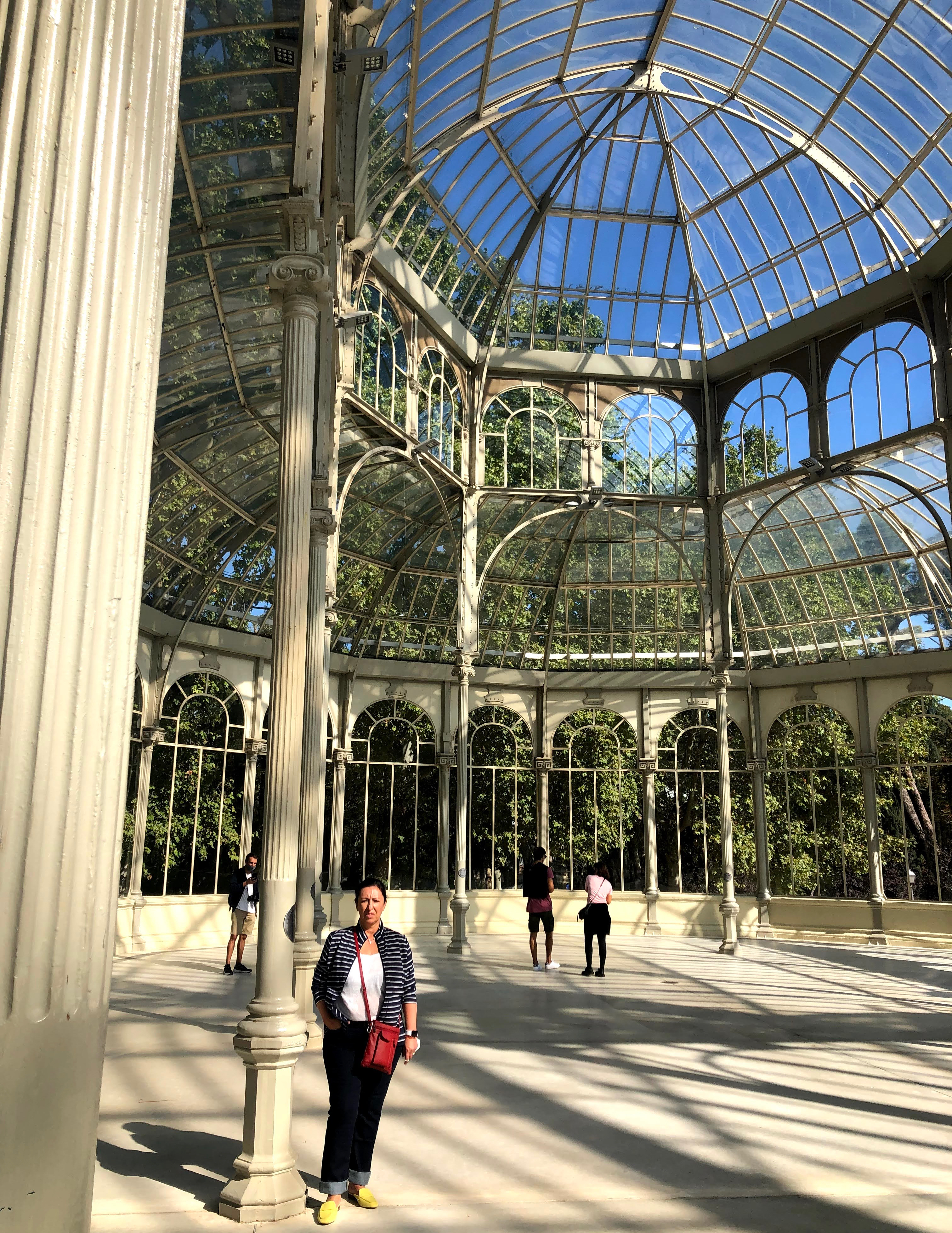 woman inside glass building